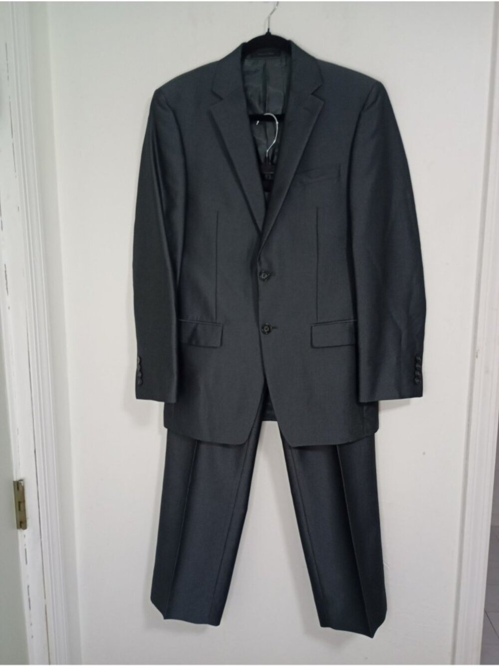Calvin Klein Mens Charcoal Gray Suit 36R Jacket & Pants Polyester Blend